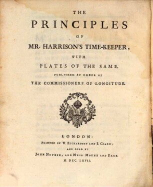 Principes de la montre de Mr. Harrison