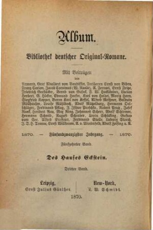 Des Hauses Eckstein : Roman, 3