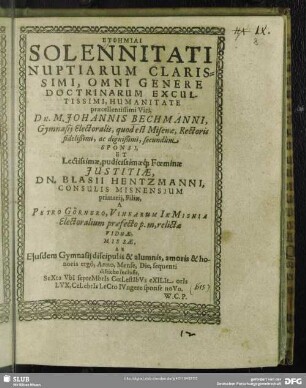 Euphēmiai solennitati nuptiarum ...