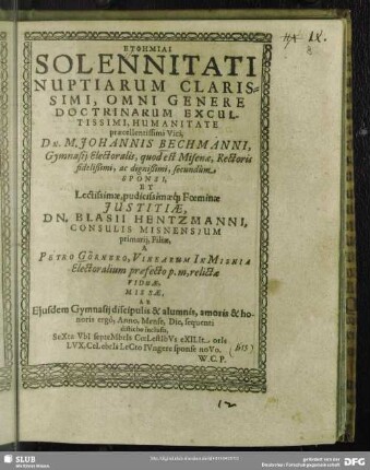 Euphēmiai solennitati nuptiarum ...