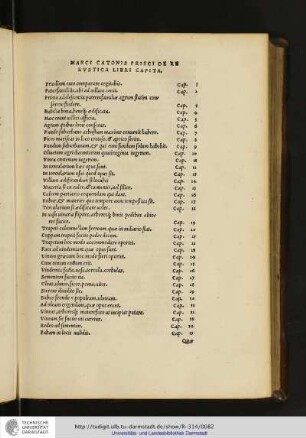 Marci Catonis Prisci de re rvstica libri capita