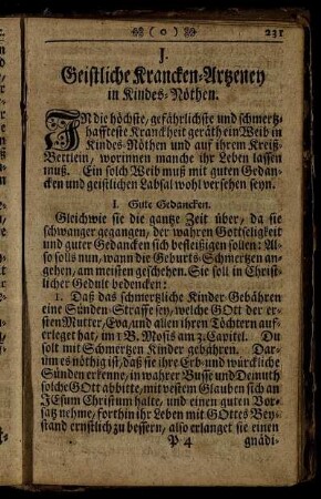 Geistliche Krancken-Artzeney in Kindes-Nöthen.