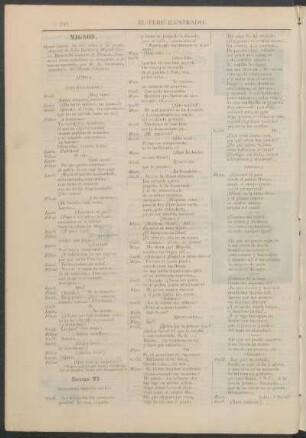 Mignon. (Continuación.) : Ópera cómica en tres actos y en prosa; original de Julio Barbier y Miguel Carré. Música del maestro A. Thomas.
