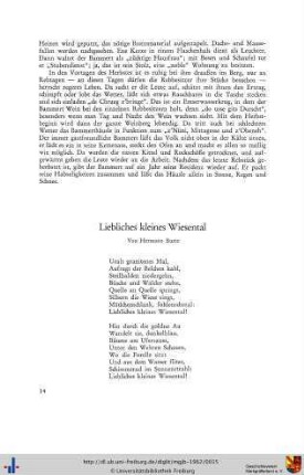 Liebliches kleines Wiesental (Gedicht)