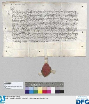 Georius, Abt des Benediktinerklosters St. Egidien in Nürnberg, stellt ein Vidimus aus von dem Gerichtsprivileg des Königs Sigismund für Nürnberg vom 5. Mai 1428.