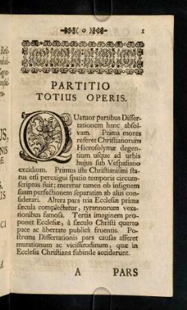 1, Partitio Totius Operis