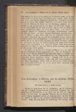 Das Heidenthum in Sibirien und die Christliche Missiondaselbst