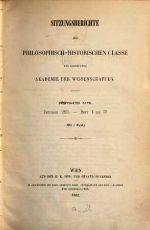 Sitzungsberichte. 50. 1865