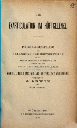 Die Exarticulation im Hüftgelenke