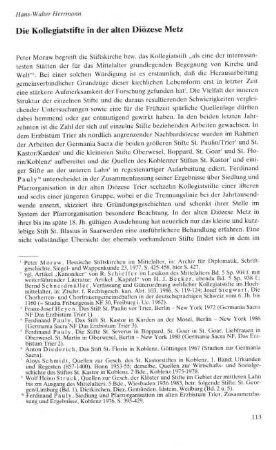 Die Kollegiatstifte der Diözese Metz