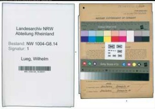 Entnazifizierung Wilhelm Lueg , geb. 11.04.1902 (Ingenieur)