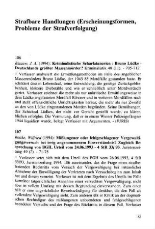 75-92, Strafbare Handlungen (Erscheinungsformen, Probleme der Strafverfolgung)