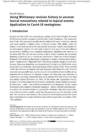 Using Wiktionary revision history to uncover lexical innovations related to topical events: application to Covid-19 neologisms