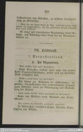VII. Felddienst