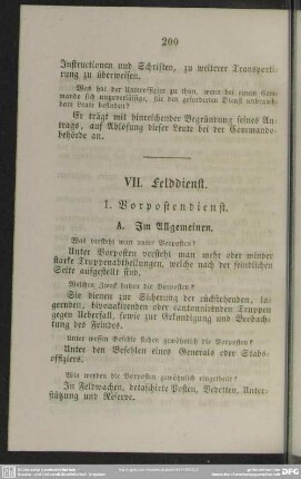 VII. Felddienst