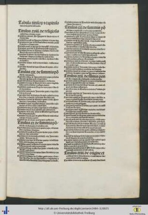 Tabula titulorum et capitulorum tercie partis historialis.