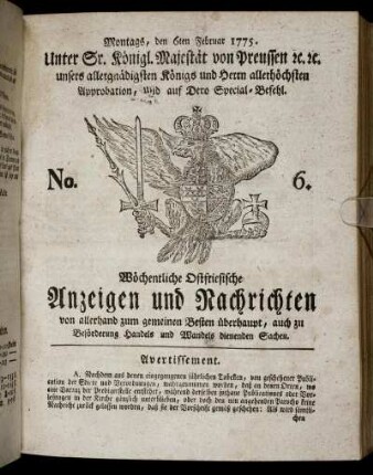No. 6. Montags, den 6ten Februar 1775