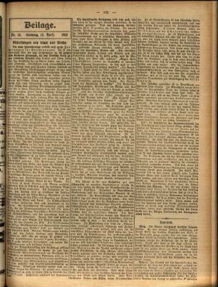 Zweite Ausgabe vom Sonntag, den 13. April 1913.