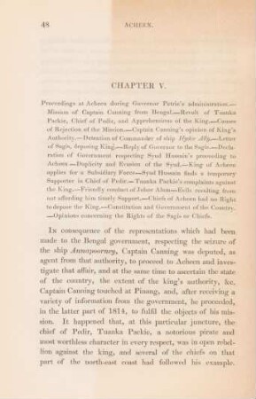 Chapter V. Proceedings at Acheen during Governor Petrie's administration. ...