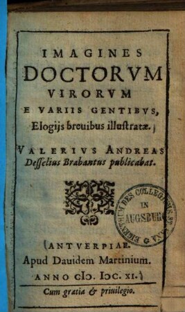Imagines doctorum virorum e variis gentibus : elogiis brevibus illustratae