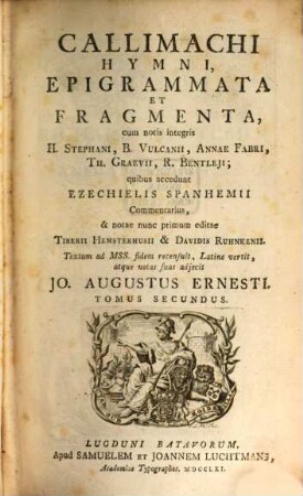Callimachi Hymni, Epigrammata Et Fragmenta. 2