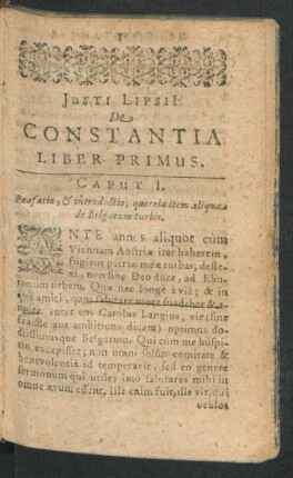 Justi Lipsii De Constantia Liber Primus.