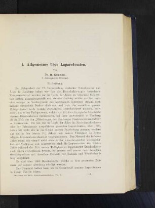 I. Allgemeines über Laparotomien.