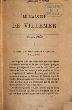 Le Marquis de Villemer