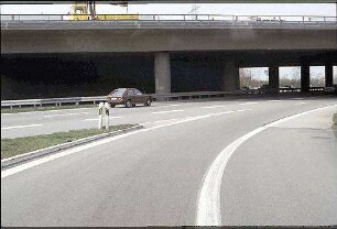 Ausfahrt aus Kreisel Ost (Heilbronn Richtung Mannheim-Rheinau) zu Hauptfahrbahn Ost der B36 (Schwetzingen Richtung Mannheim)