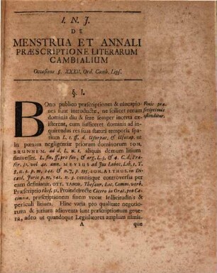 Diss. inaug. de menstrua et annali praescriptione literarum cambialium