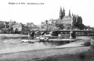 Meißen. Albrechtsburg u. Dom - Elbe m. Dampfer Königstein