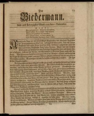 Acht und siebenzigstes Blatt 1728 den 1. November