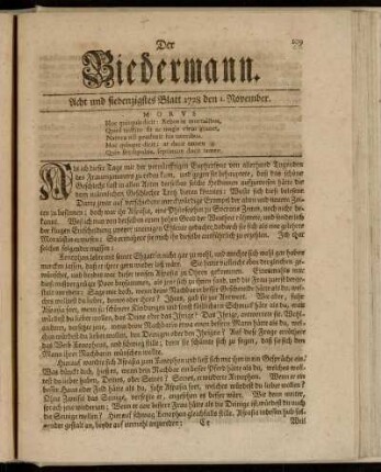 Acht und siebenzigstes Blatt 1728 den 1. November