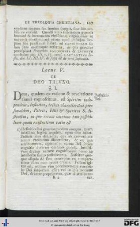 Locus V. De Deo Triuno.