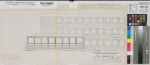 Burgsteinfurt (Steinfurt) Amtsgericht Saal- und Hauptbau: Westansicht 1961 1 : 50 29,5 x 66 Pause Staatshochbauamt Münster Regierung Münster Nr. 34058