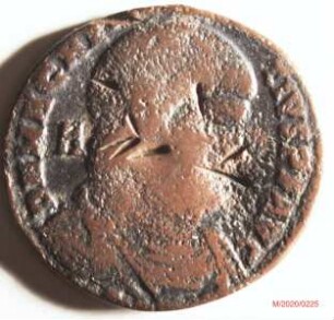 Römische Münze, Nominal Maiorina, Prägeherr Magnentius, Prägeort Lyon, Original