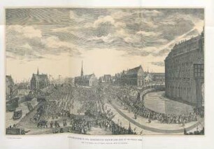 Arvehyldingen Paa Københavns Slotsplads Den 18. Oktober 1660. Efter J. M. Preislers Stik af Volfgang Heimbachs Maleri paa Rosenborg.