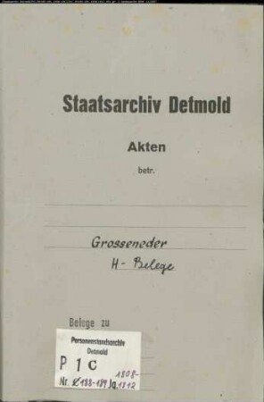 Belegakten zum Heiratsregister der katholischen Gemeinde Großeneder, Kreis Warburg (1808-1812)