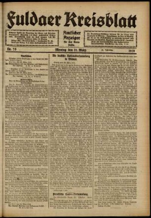 Ausgabe vom Montag, den 31. März 1919.