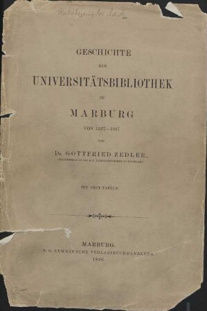 Geschichte der Universitätsbibliothek zu Marburg