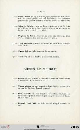 Sièges Et Meubles (Nr. 118-127)