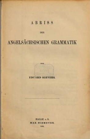 Abriss der angelsächsischen Grammatik