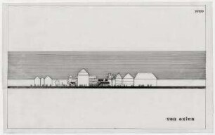 Mehrzweckhalle und Bürgerhaus Bensheim (nicht realisiert), 2. Preis – Ostansicht. Bensheim/Hessen