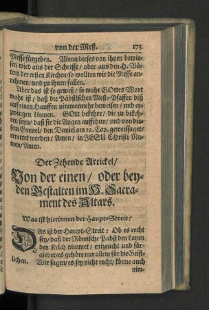 Der Zehende Artickel/