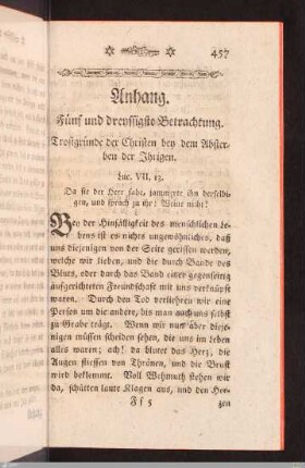 XXXV. Betrachtung. Trostgründe der Christen bey dem Absterben der Ihrigen.