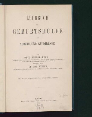 Lehrbuch der Geburtshülfe für Aerzte und Studirende