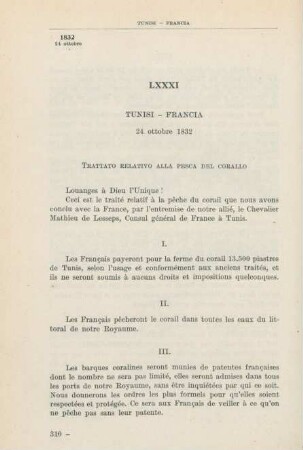 LXXXI Tunisi - Francia 24 ottobre 1832