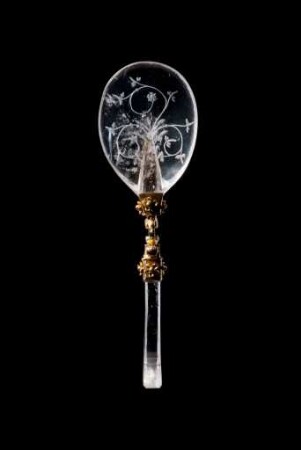 Löffel mit Kristalllaffe, Frankreich, um 1600