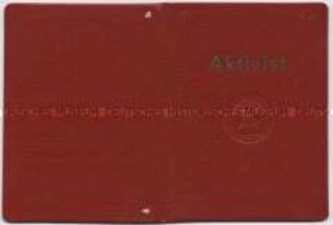 Ausweis zum Aktivist des Siebenjahrplanes 1959 mit Stempelungen für die Jahre 1961, 1962, 1964, für Dr. Wolfgang Mitzinger