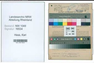 Entnazifizierung Karl Hess , geb. 05.05.1897 (Wagenmeister)